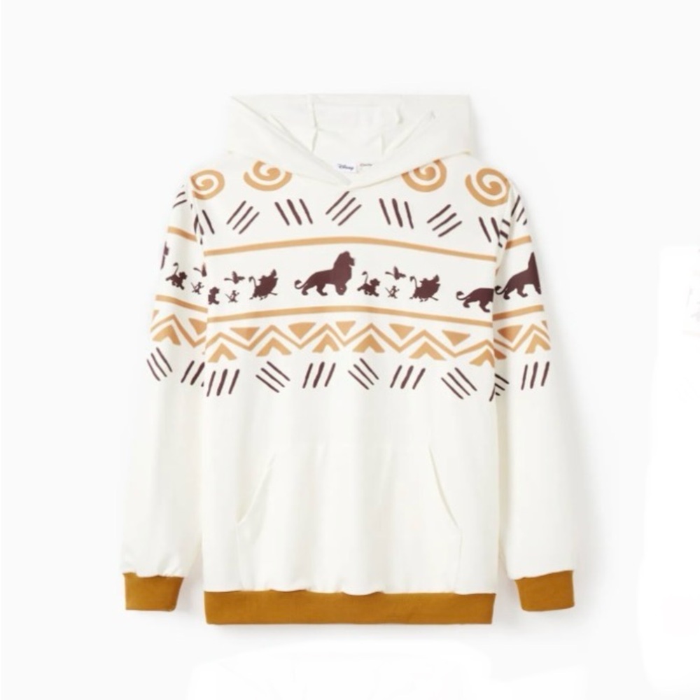 Disney Women Lion King HAKUNA MATATA Pullover Geometry Pattern Hoodie, Cream
